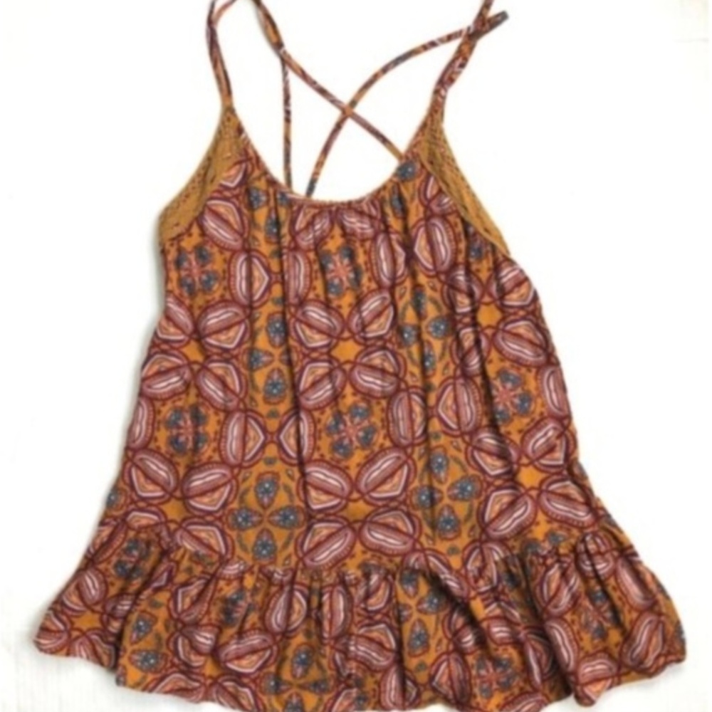 Melrose and Market XS Brown Paisley Strappy Top